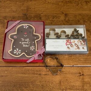 Gingerbread Holiday Plate and Cookie Cutter Set with Gift Box